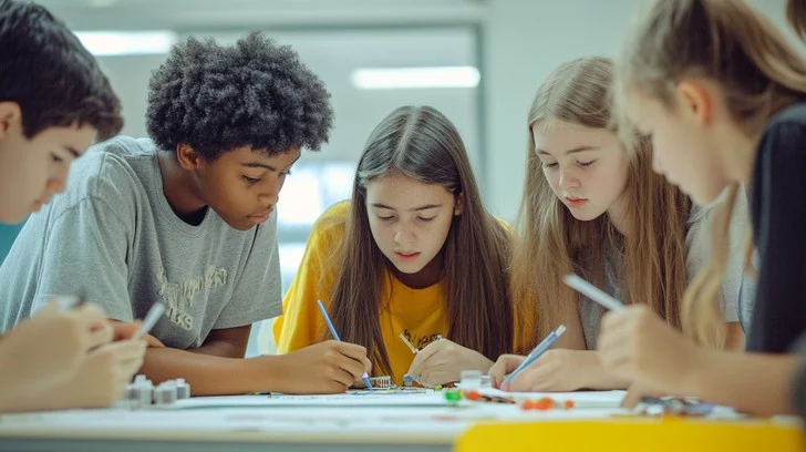 Students collaborating on learning activities